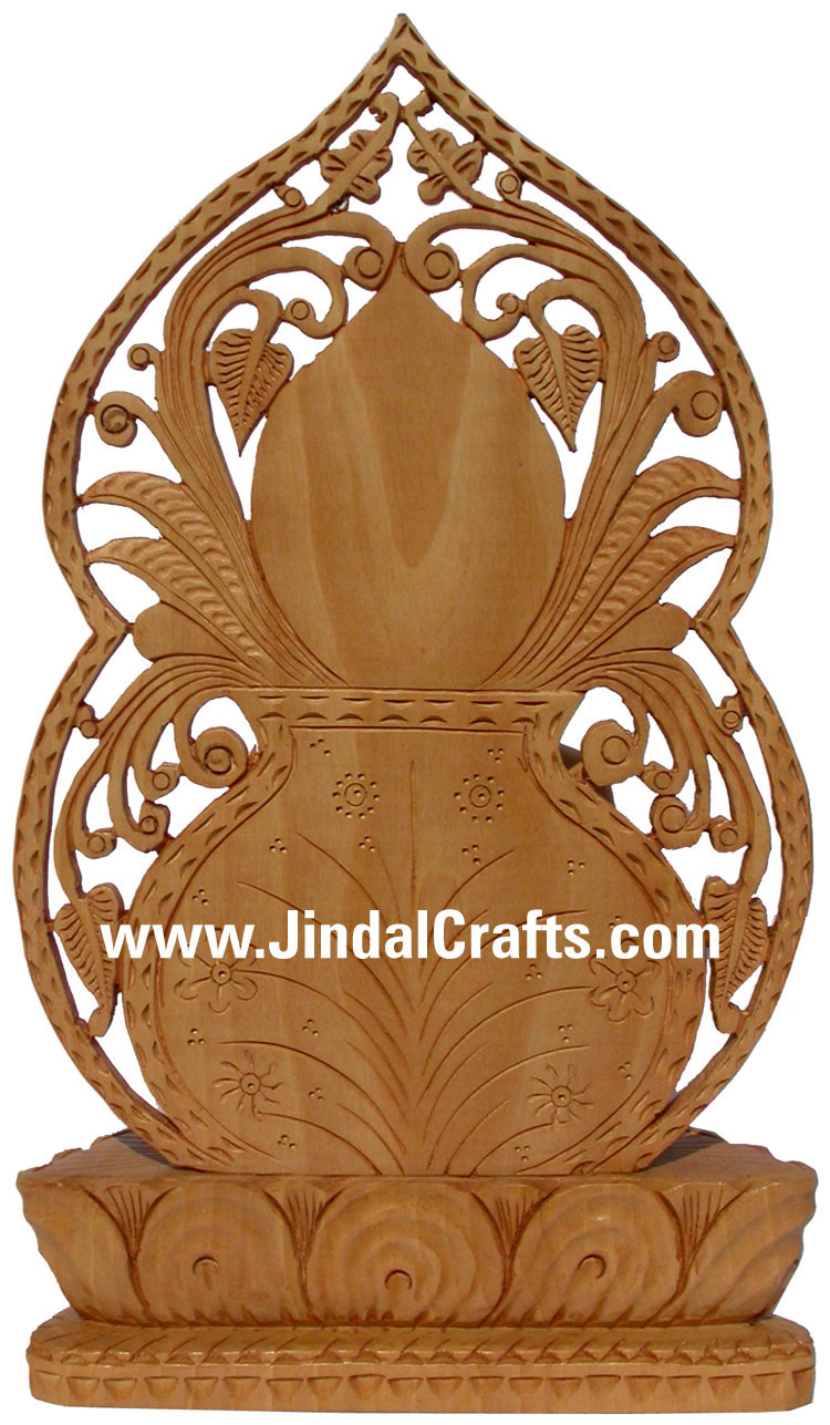 Handmade Wooden Carved Buddha Statue Indian Carving Art