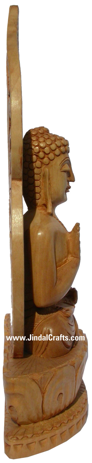 Handmade Wooden Carved Buddha Statue Indian Carving Art