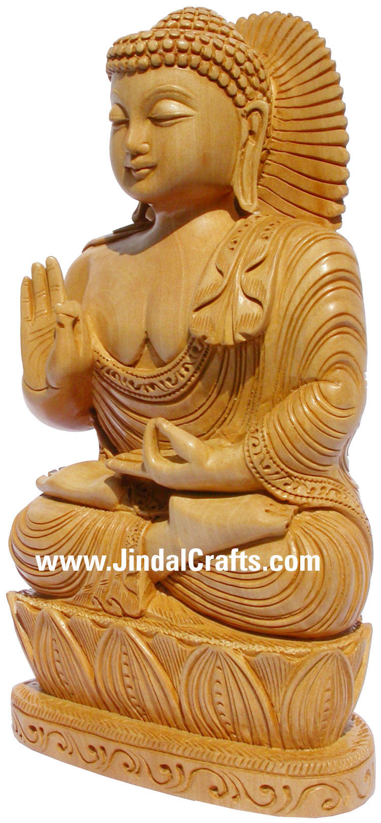 Masterpiece - Wood Handcarved Sculpture Buddha Statuette Indian Buddhism Crafts