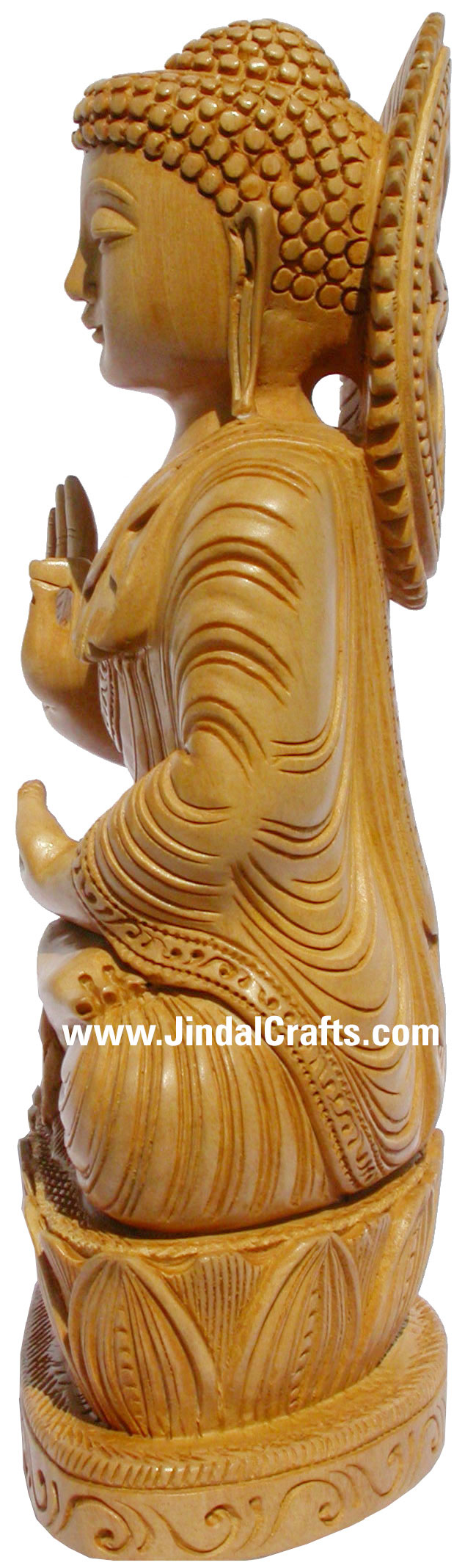 Masterpiece - Wood Handcarved Sculpture Buddha Statuette Indian Buddhism Crafts