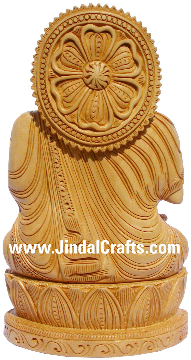 Masterpiece - Wood Handcarved Sculpture Buddha Statuette Indian Buddhism Crafts
