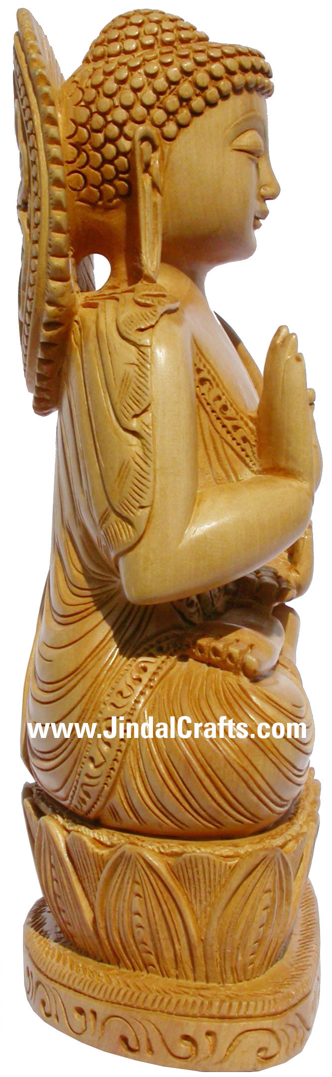 Masterpiece - Wood Handcarved Sculpture Buddha Statuette Indian Buddhism Crafts