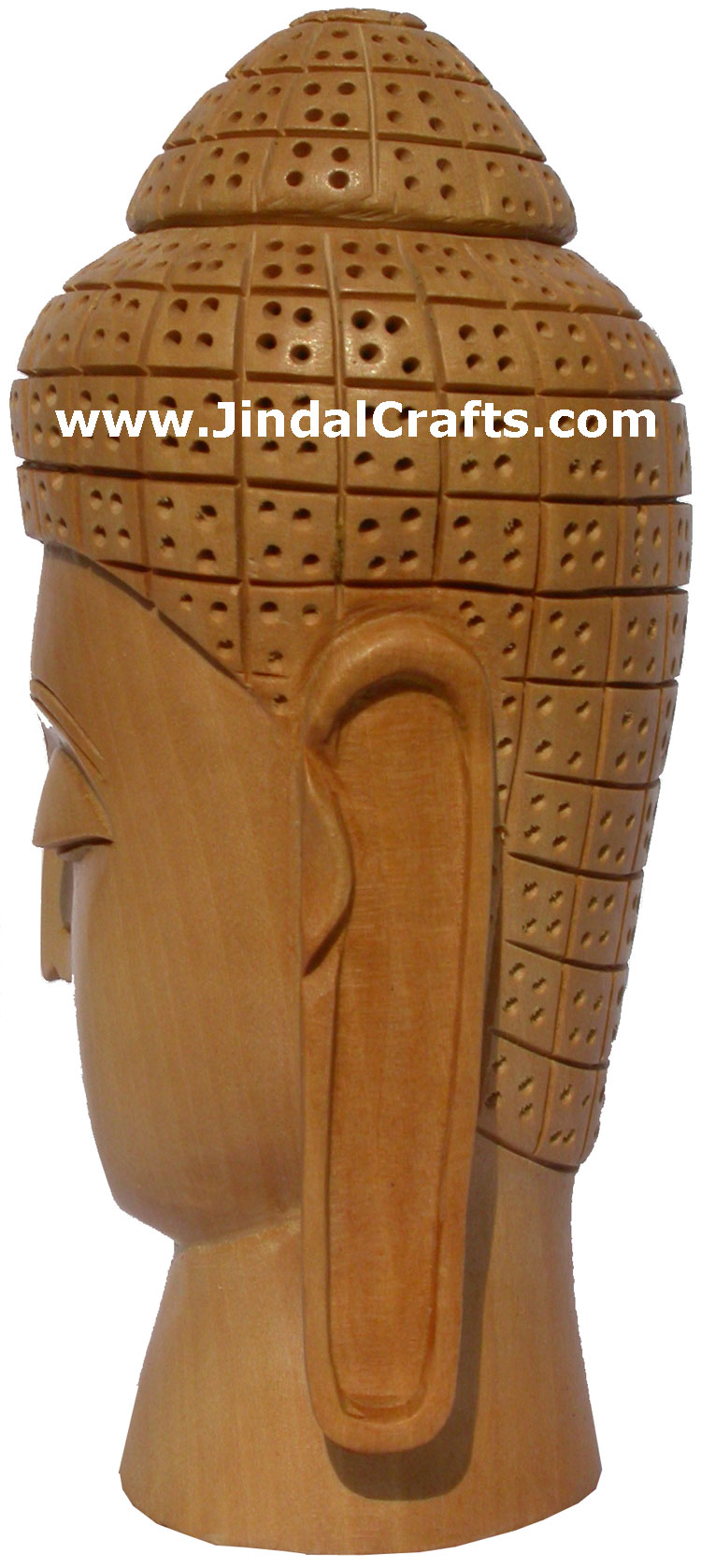 Wood Sculpture Buddha Bust Figurine India Hindu Art Hand Carved Buddhism Crafts