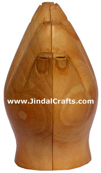Handmade Wood Buddha Namastey Figure India Buddhist Art Handicrafts Sculptures
