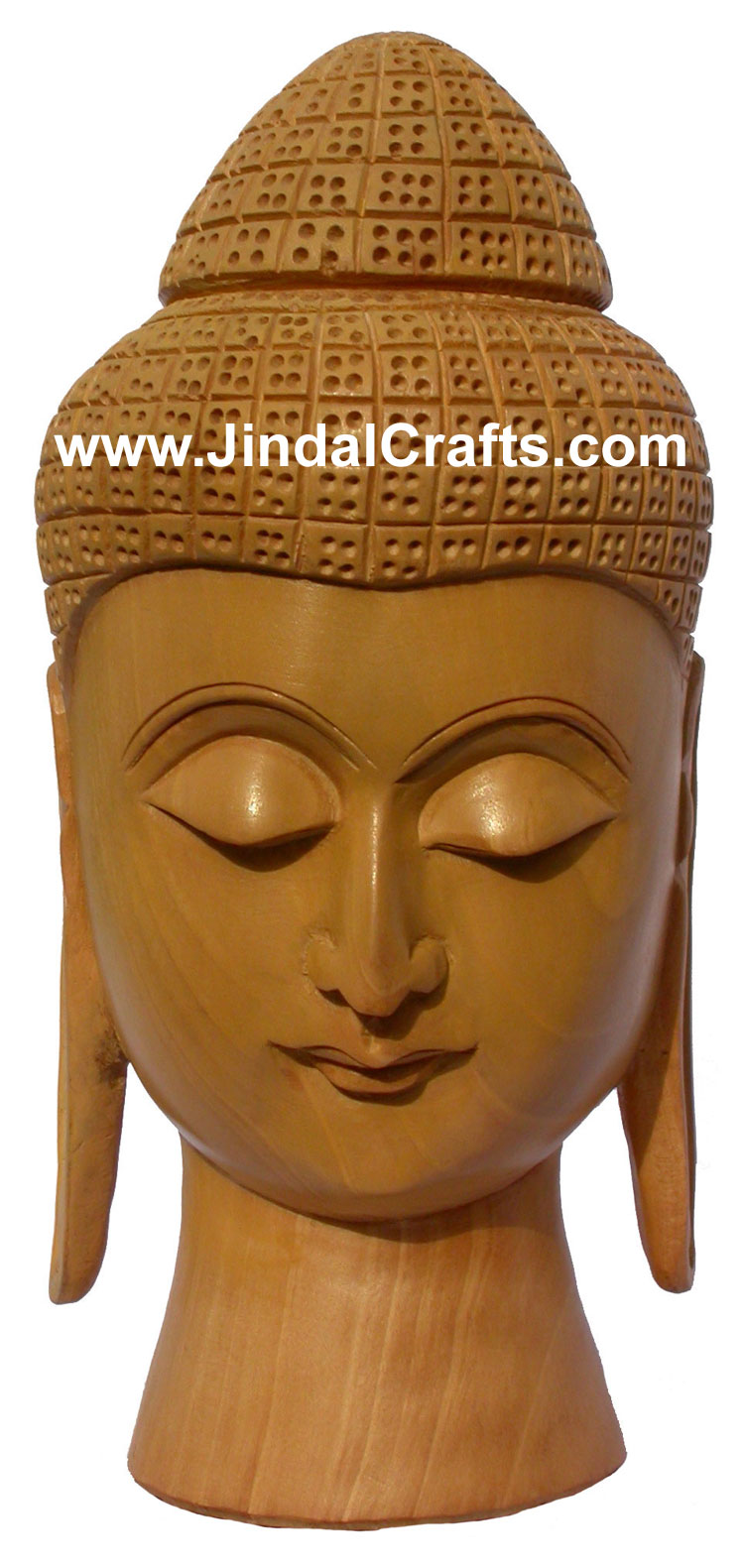 Wood Sculpture Handmade Buddha Head Indian Carving Work