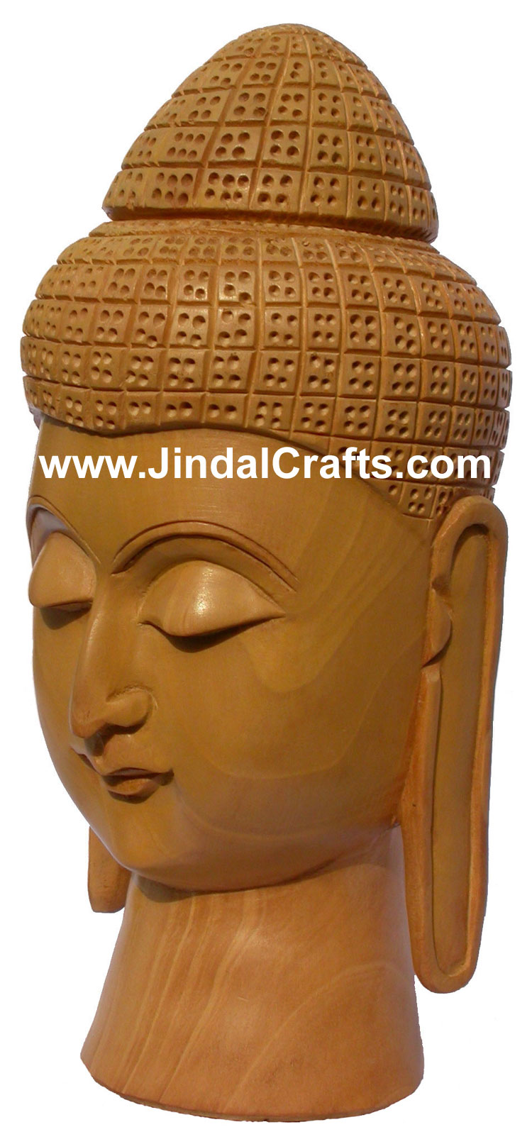 Wood Sculpture Handmade Buddha Head Indian Carving Work