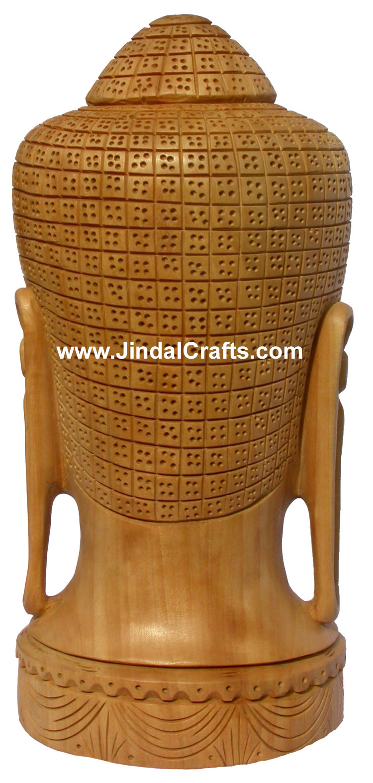 Wood Sculpture Handmade Buddha Head Figure India Art