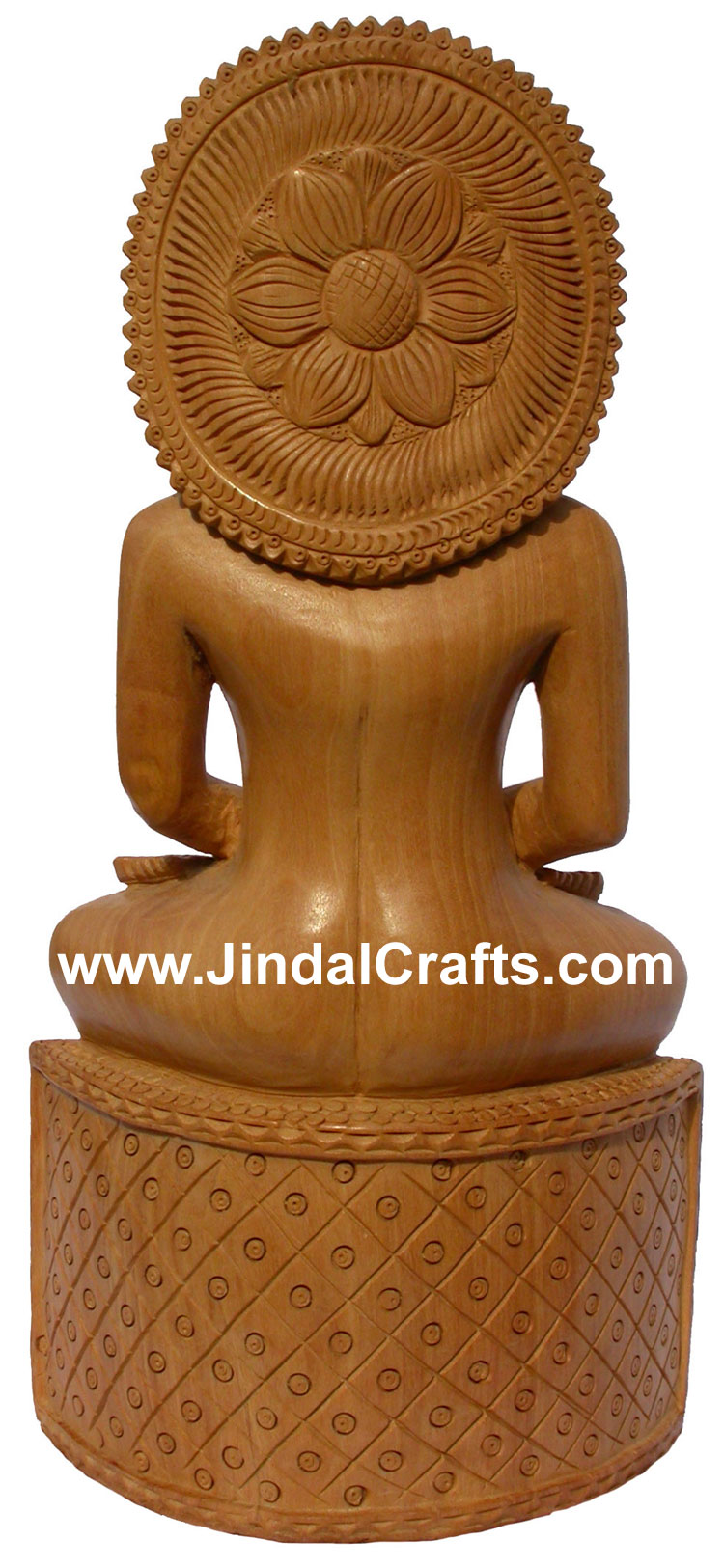 Wood Sculpture Meditating Buddha India Buddhist Art