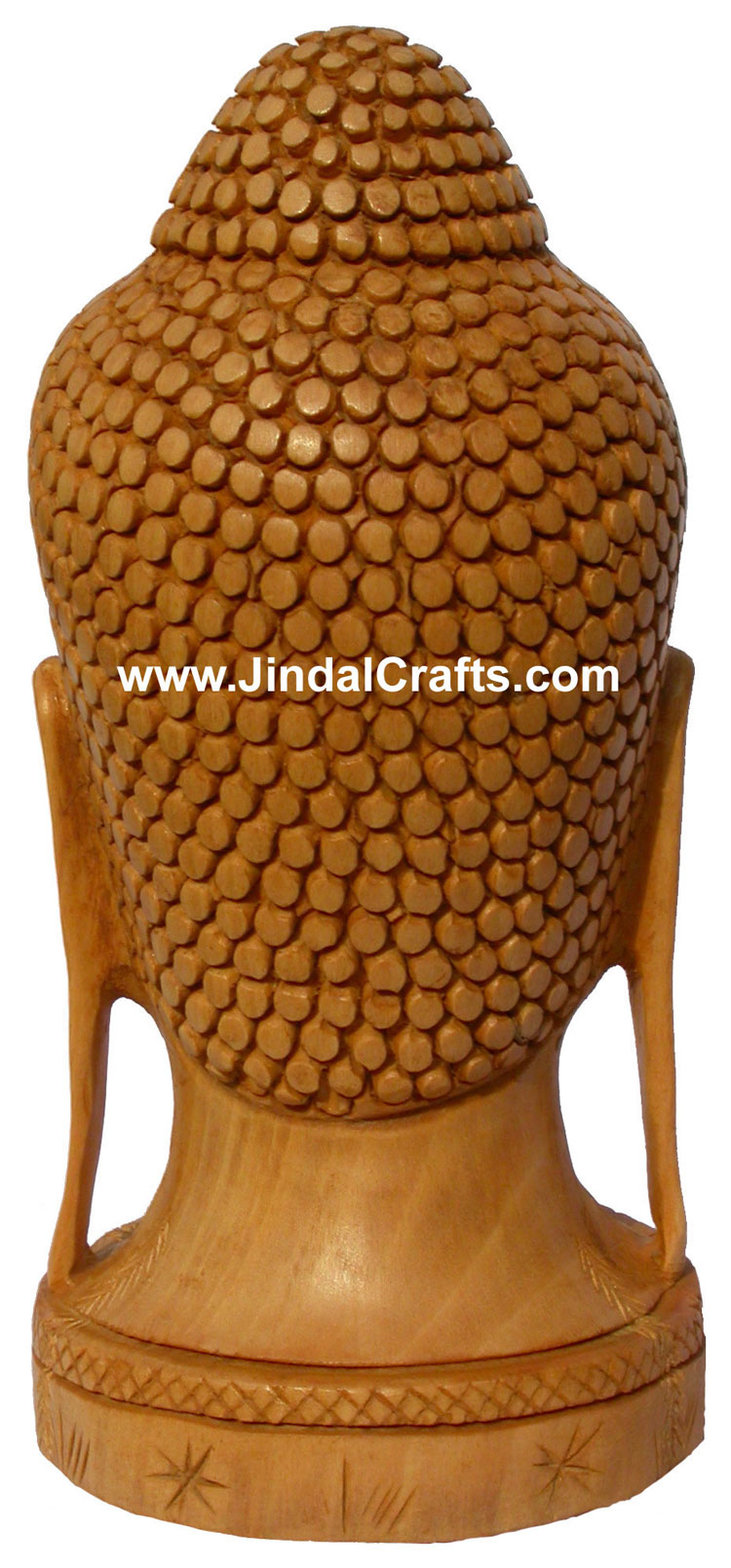 Wood Sculpture Peaceful Buddha Head Figure Buddhist Art