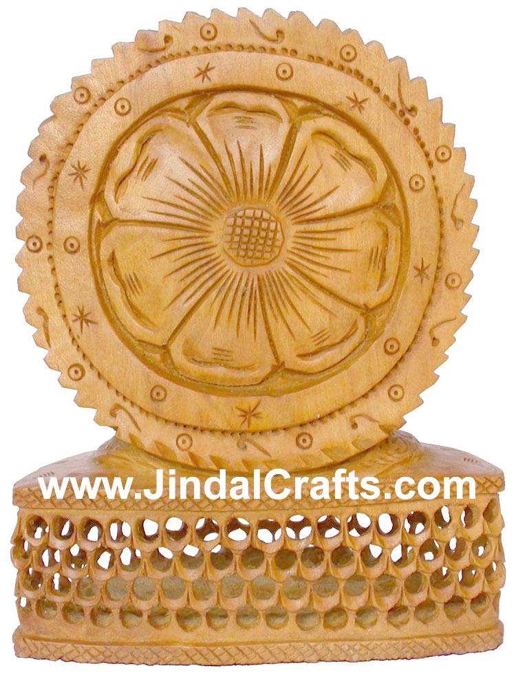 Wood Sculpture Handmade Buddha head with Hollow Chest