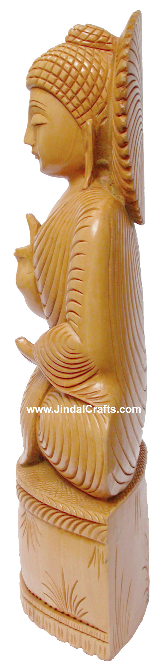 Wood Sculpture Hand Carved Blessings Buddha Statue Indian Handicraft Idol Crafts