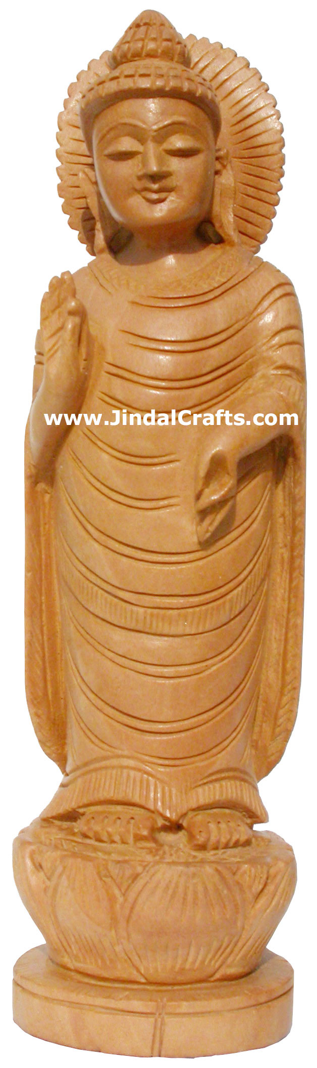 Hand Carved Wood Buddhist Sculpture India Carving Art