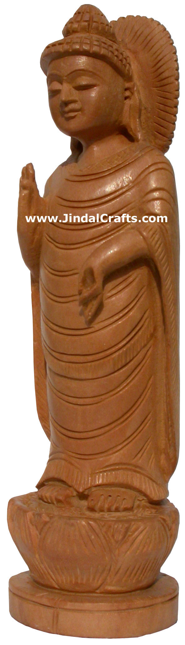 Hand Carved Wood Buddhist Sculpture India Carving Art