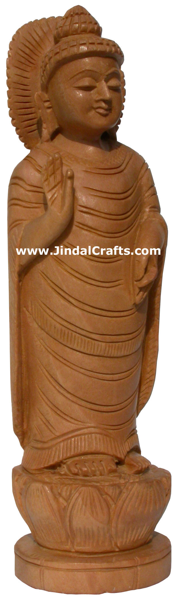 Hand Carved Wood Buddhist Sculpture India Carving Art