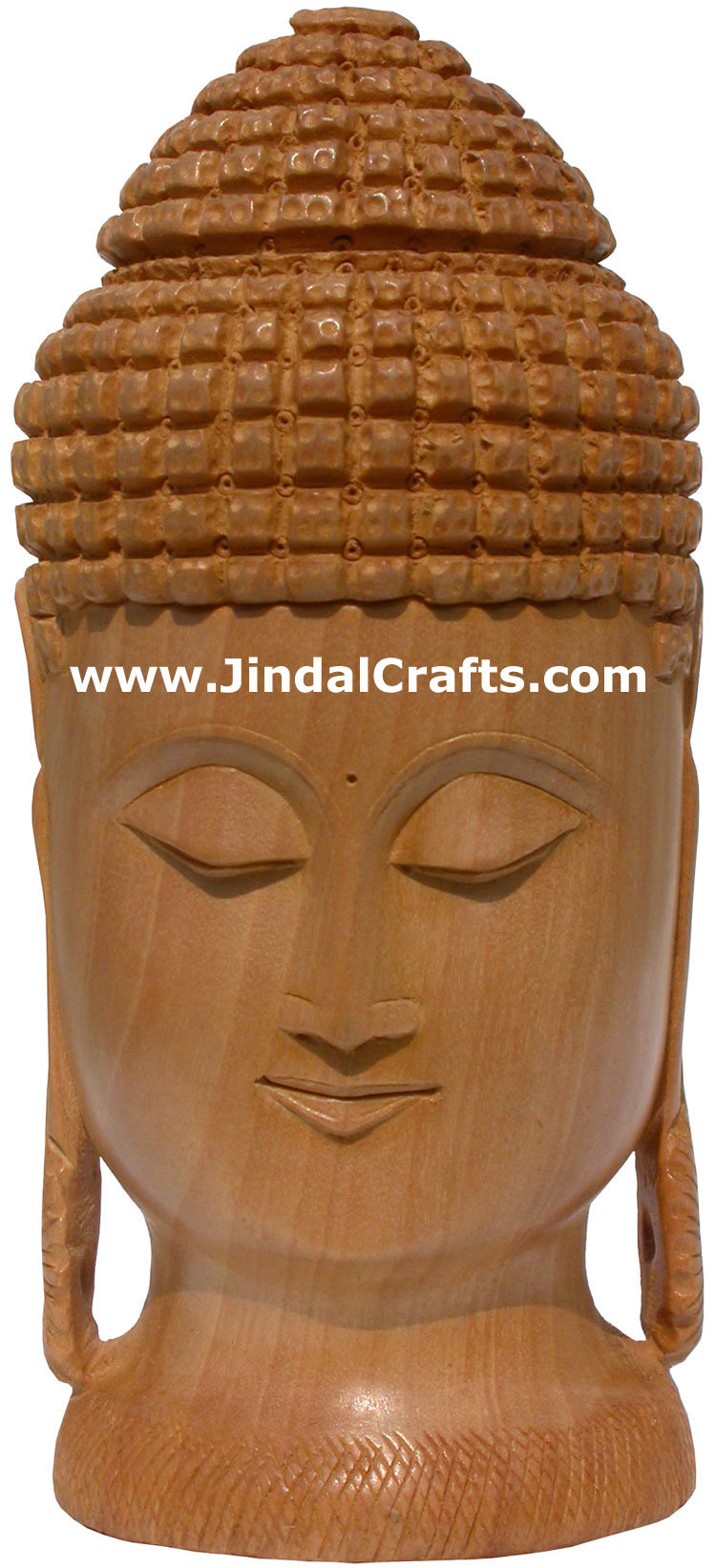 Hand Carved Wooden Gautam Buddha Head Figure India Tibetan Sculpture Statue Art