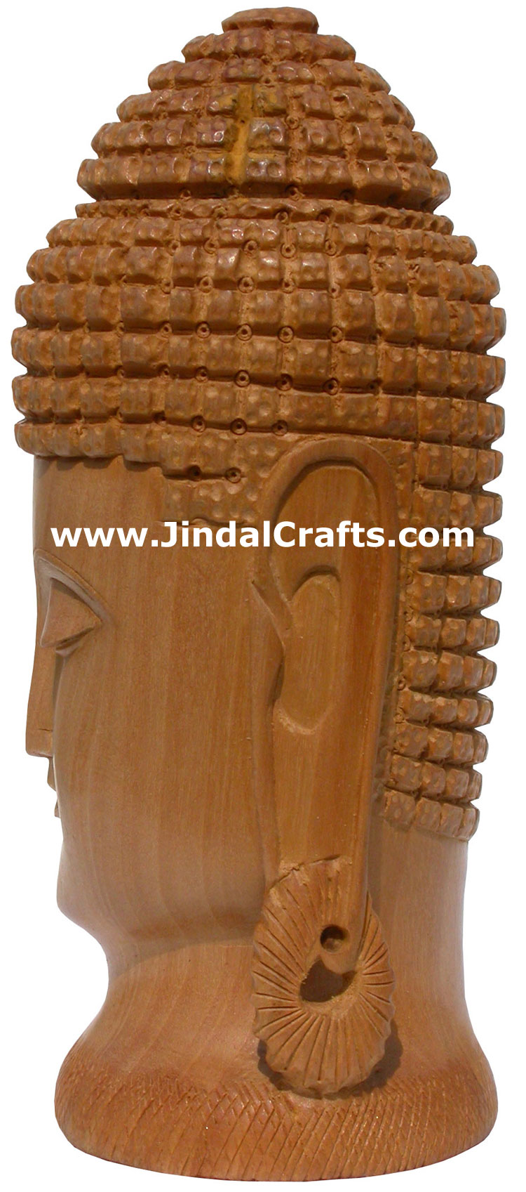 Hand Carved Wooden Gautam Buddha Head Figure India Tibetan Sculpture Statue Art