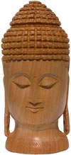 Hand Carved Wooden Gautam Buddha Head Figure India Tibetan Sculpture Statue Art