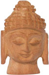 Hand Carved Wooden Gautam Buddha Head Figure India Art