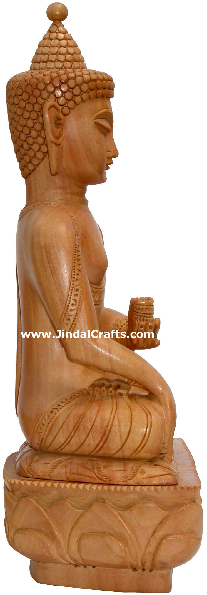 Hand Carved Wooden Buddha Sculpture Indian Wooden Carving Art Collectible Crafts