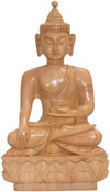 Hand Carved Wooden Buddha Sculpture Indian Wooden Carving Art Collectible Crafts