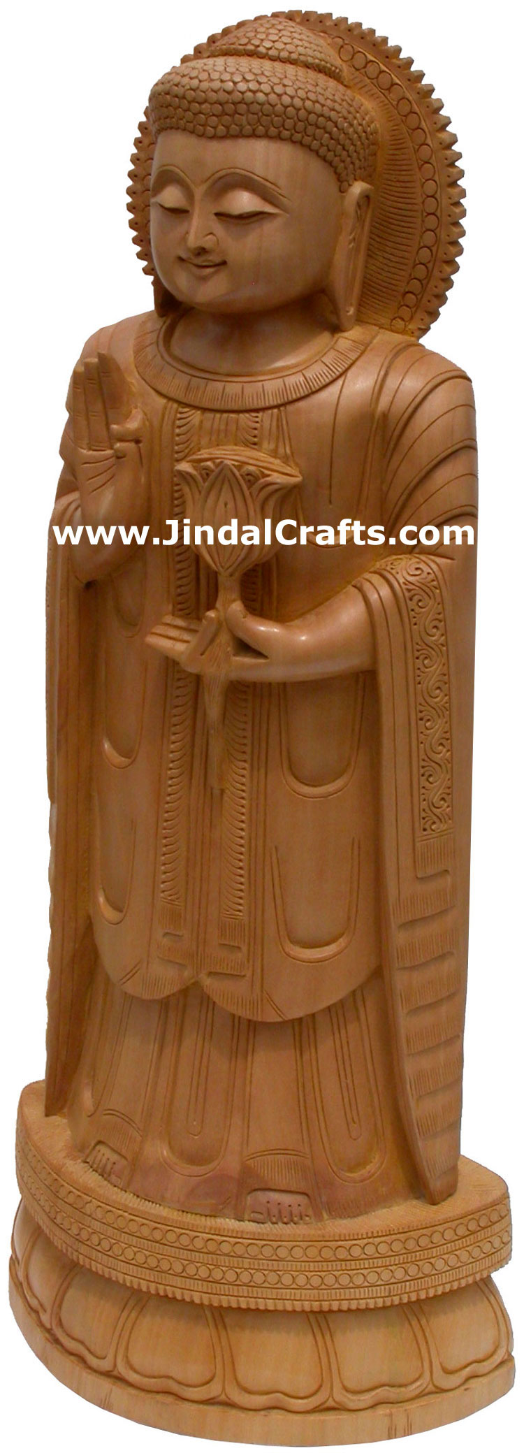 Masterpiece - Hand Carved Wooden Buddha Sculpture Indian Statue Art Tibetan Arts