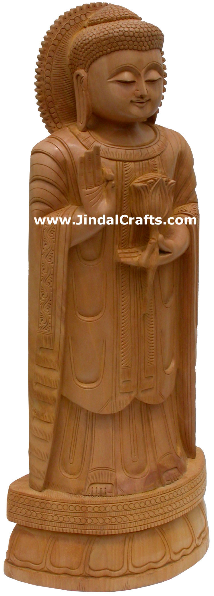 Masterpiece - Hand Carved Wooden Buddha Sculpture Indian Statue Art Tibetan Arts