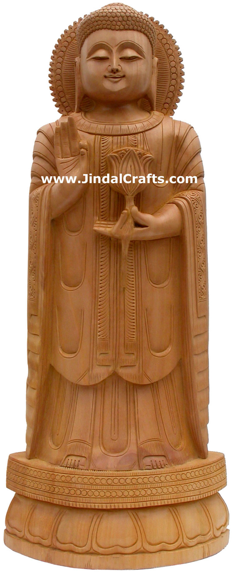 Masterpiece - Hand Carved Wooden Buddha Sculpture Indian Statue Art Tibetan Arts