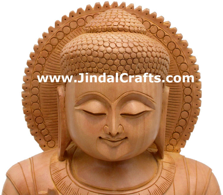 Masterpiece - Hand Carved Wooden Buddha Sculpture Indian Statue Art Tibetan Arts