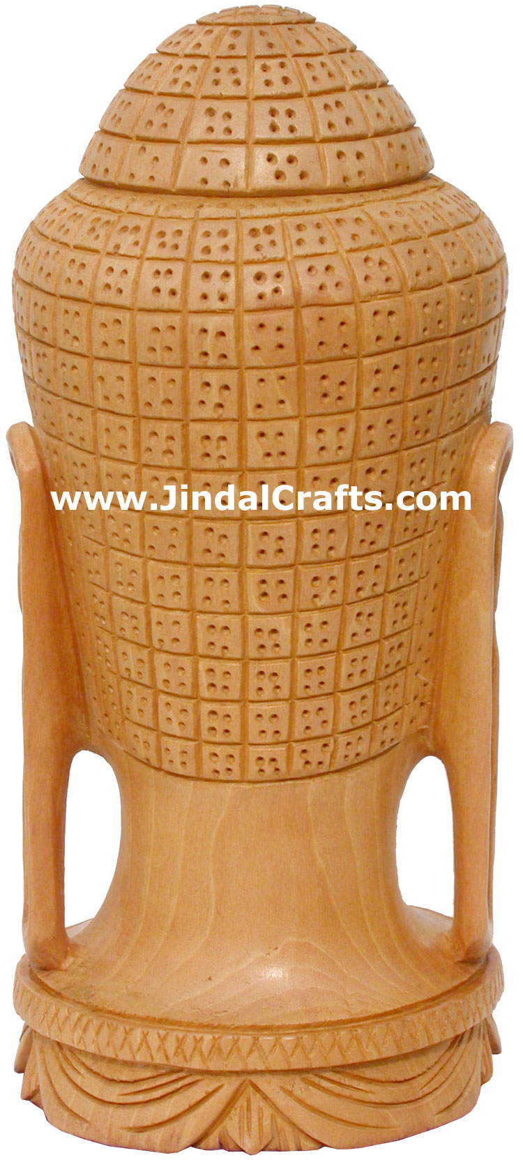 Handmade Wood Sculpture Buddha Head Figurine Indian Art