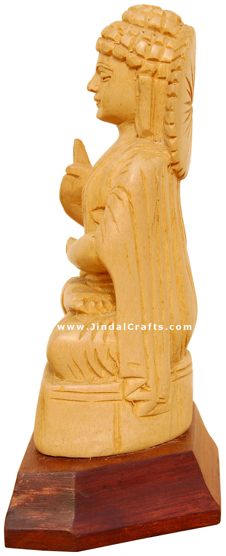 Handcrafted Wooden Buddha Sculpture Indian Buddhism Art Crafts Handicrafts Idol