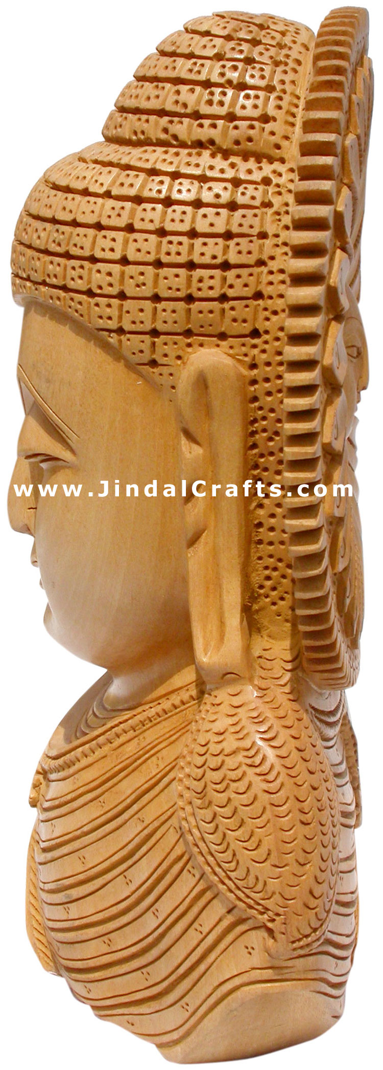 Handcarved Wooden Gautam Buddha Head Buddhist Art India