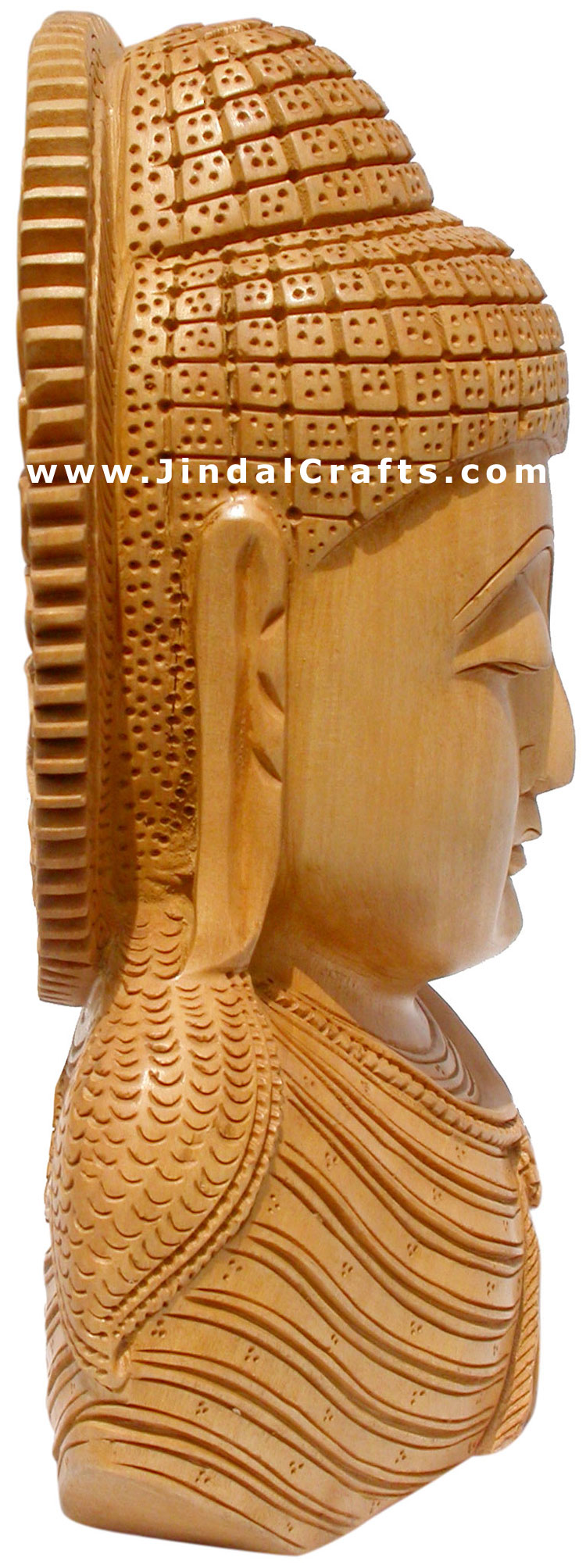 Handcarved Wooden Gautam Buddha Head Buddhist Art India