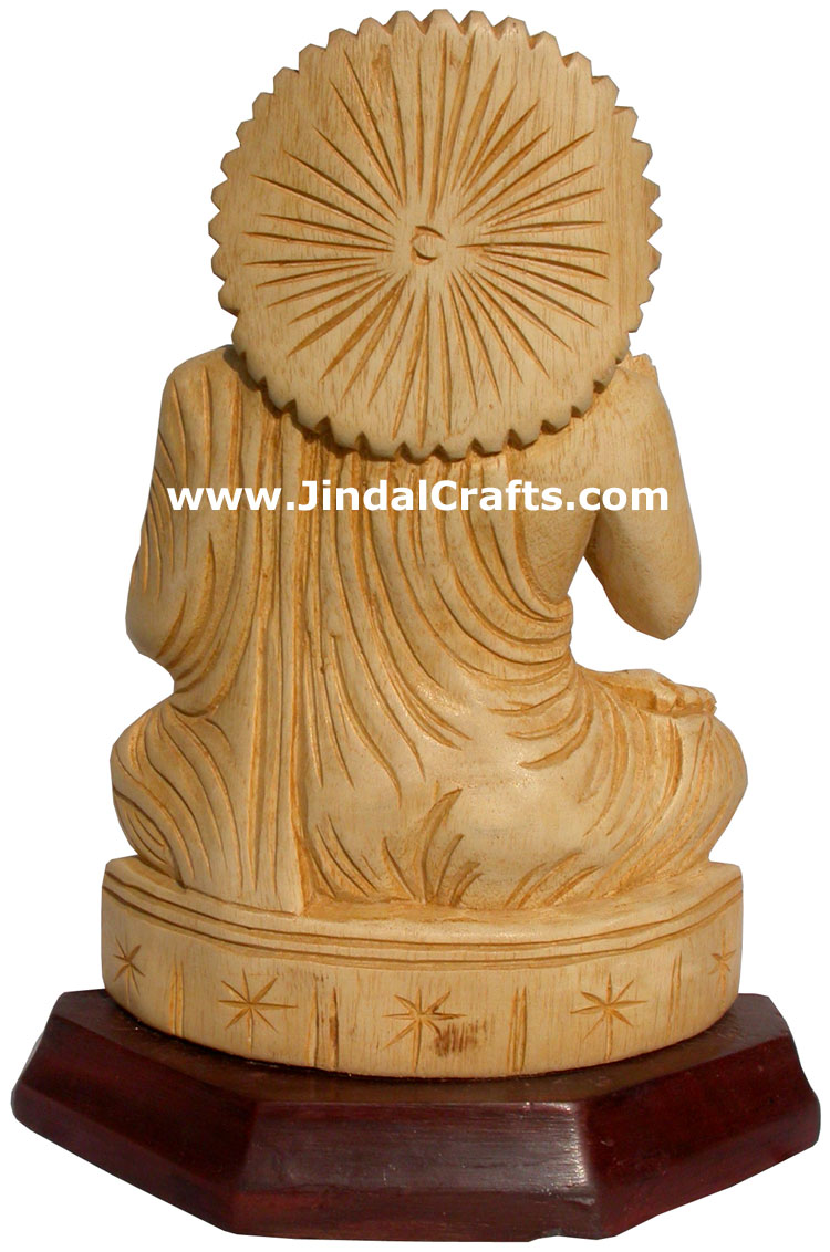 Lord Buddha Sculpture Hand Carved Wooden Idol Buddhism Handicrafts Crafts Arts