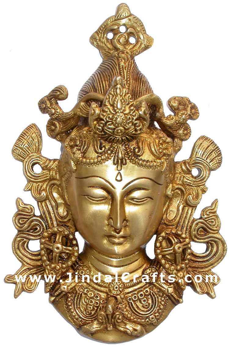Brass Made Hindu Goddess Tara Mask Hanging India Art