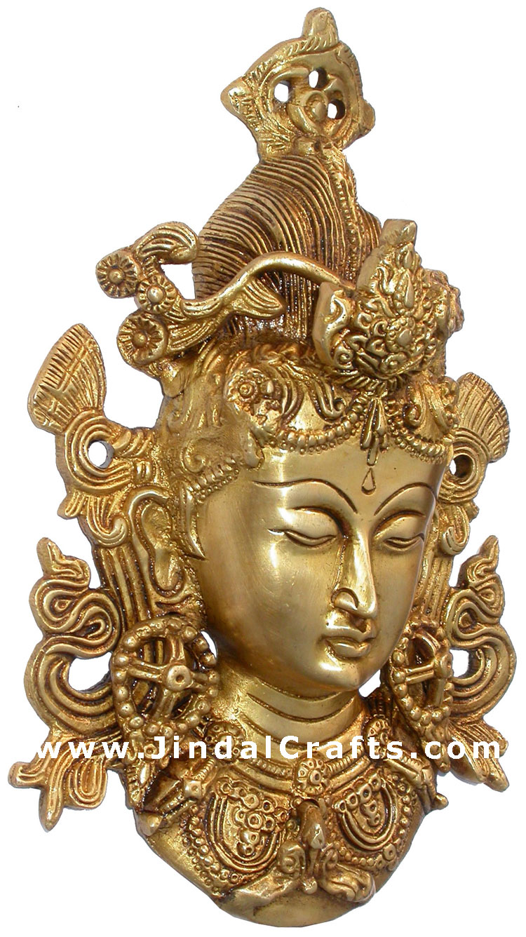Brass Made Hindu Goddess Tara Mask Hanging India Art