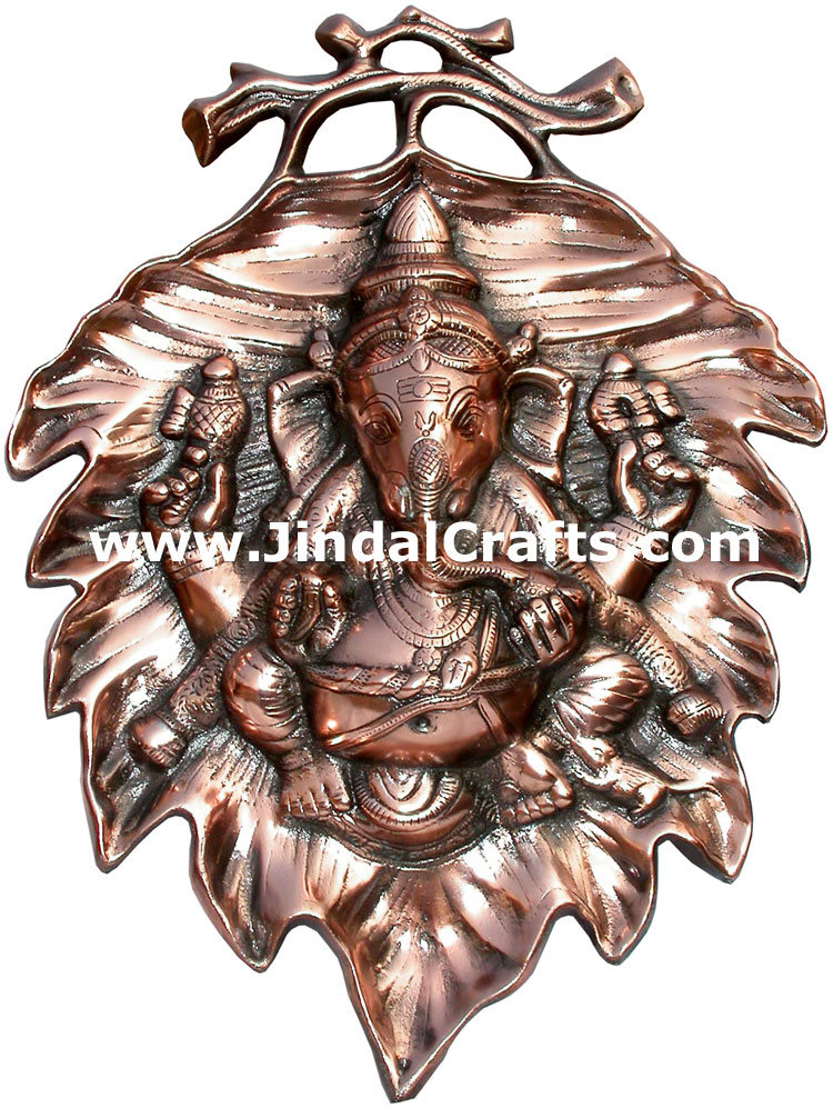 Ganesha on Leaf Home Decoration Indian God Handicrafts