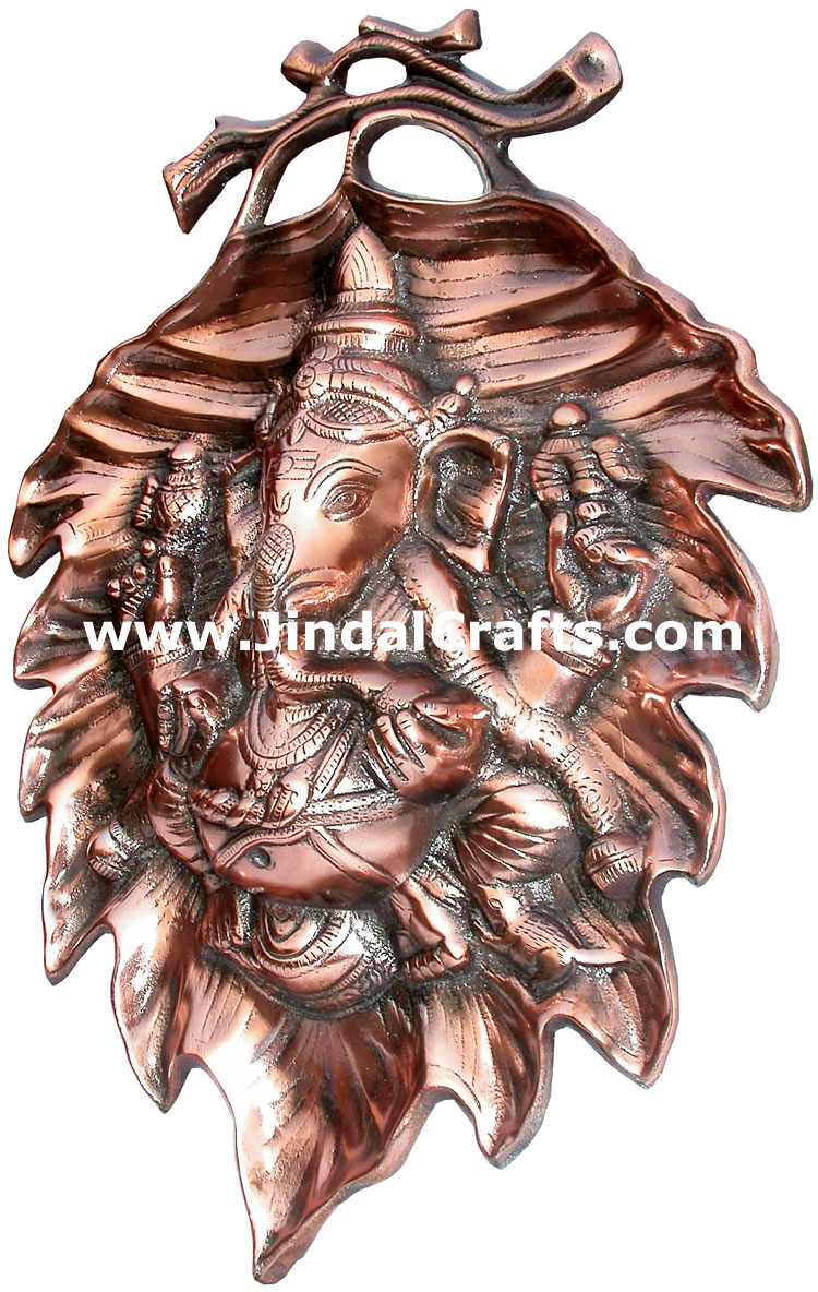 Ganesha on Leaf Home Decoration Indian God Handicrafts