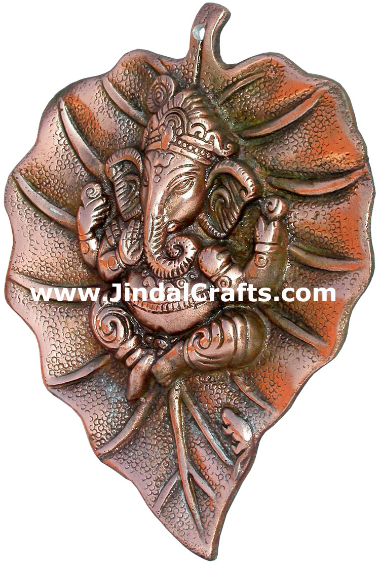 Lord Ganesha on Leaf Wall Hanging Home Decoration Art Indian Handicrafts Arts