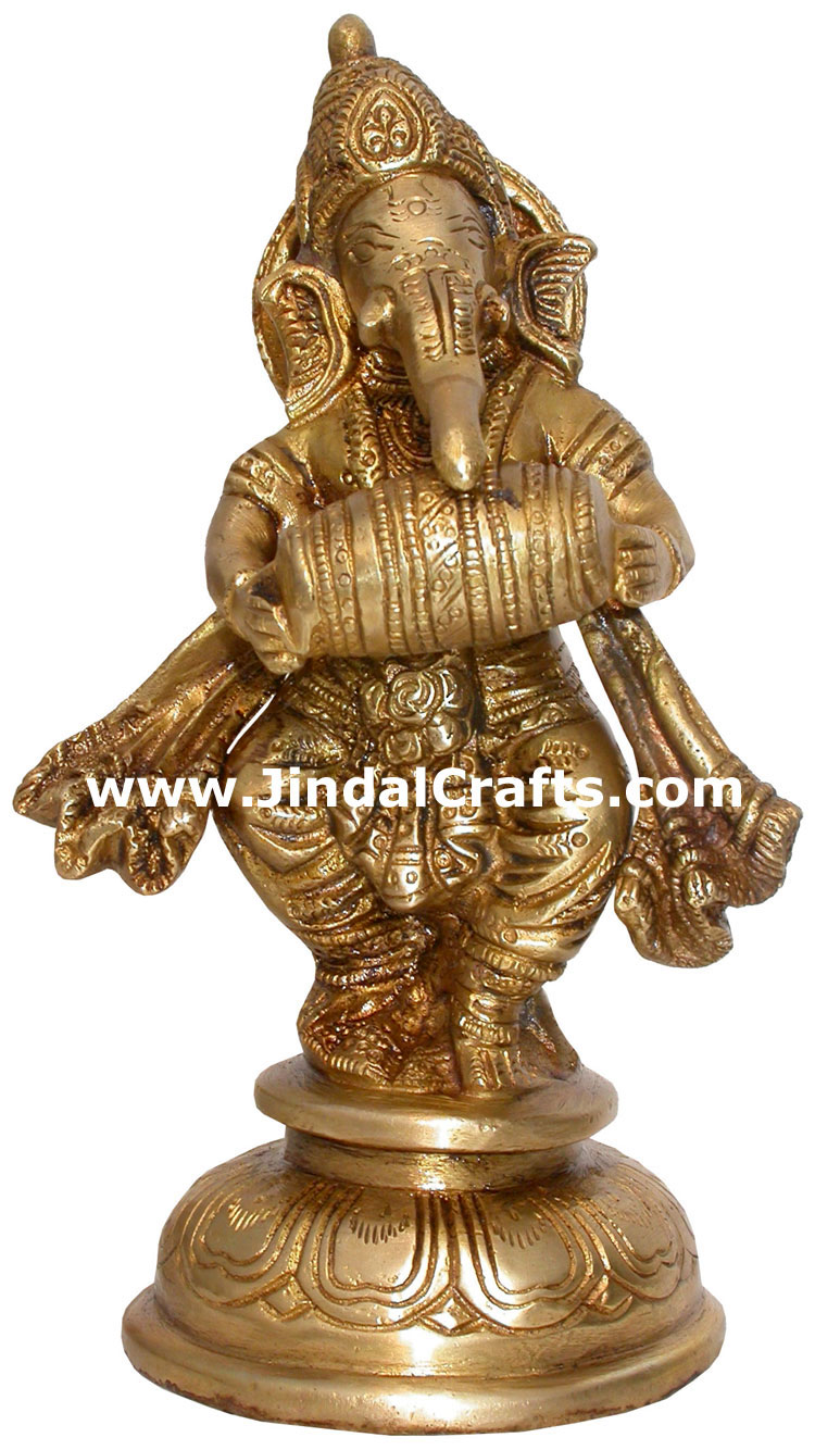 Brass Musician Lord Ganesha India Artifacts