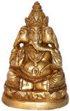 Brass Three Faced Lord Ganesha India Arts