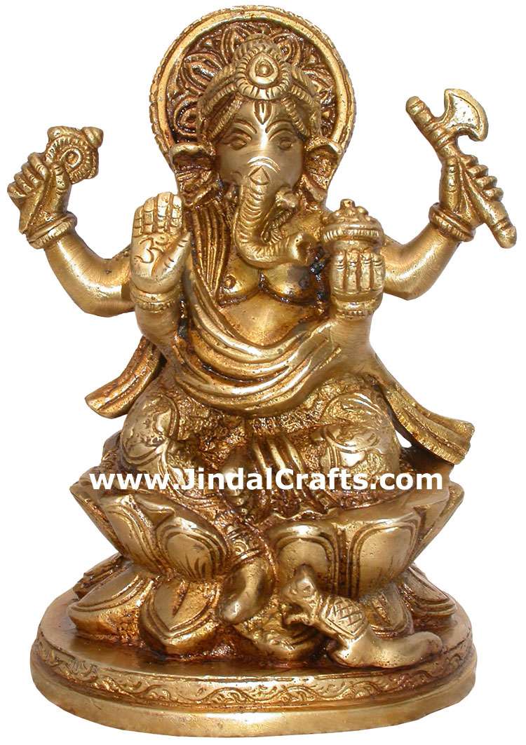 Hindu Deities Brass Lord Ganesha India Carving Arts