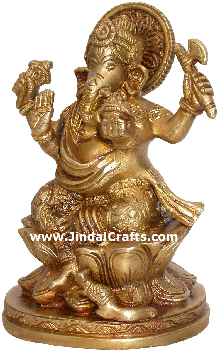 Hindu Deities Brass Lord Ganesha India Carving Arts