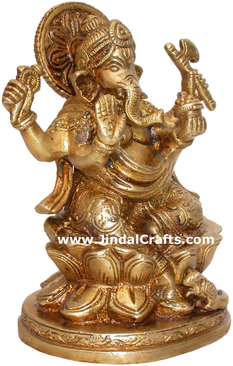 Hindu Deities Brass Lord Ganesha India Carving Arts