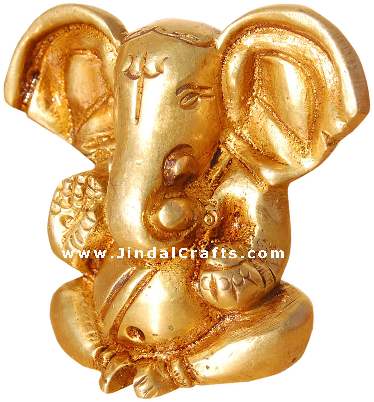 Lord Ganesh Brass Hindu Artifact India Statue Murti Sculpture Ganpati Vinayaka