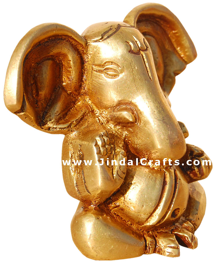 Lord Ganesh Brass Hindu Artifact India Statue Murti Sculpture Ganpati Vinayaka