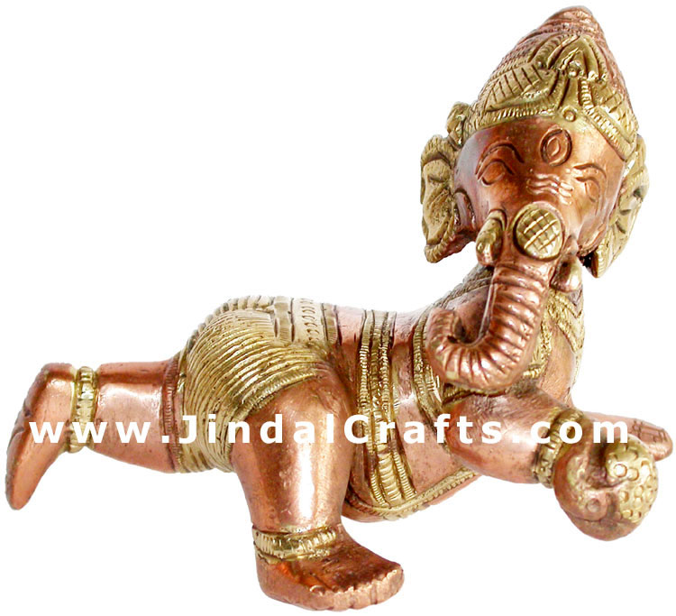 Ladoo Ganesha - Handmade Brass Hindu Handicraft Staute