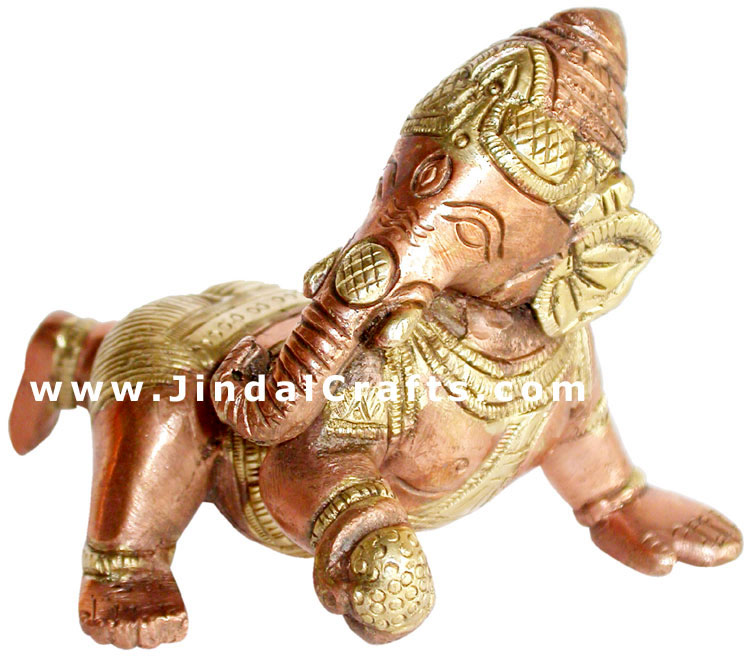 Ladoo Ganesha - Handmade Brass Hindu Handicraft Staute