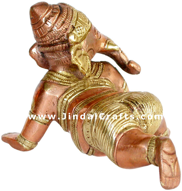 Ladoo Ganesha - Handmade Brass Hindu Handicraft Staute