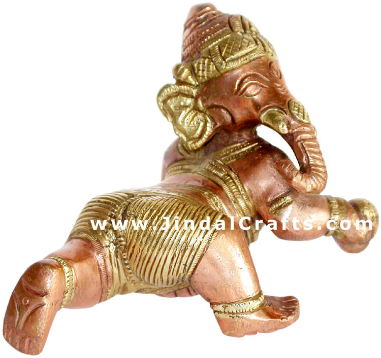 Ladoo Ganesha - Handmade Brass Hindu Handicraft Staute