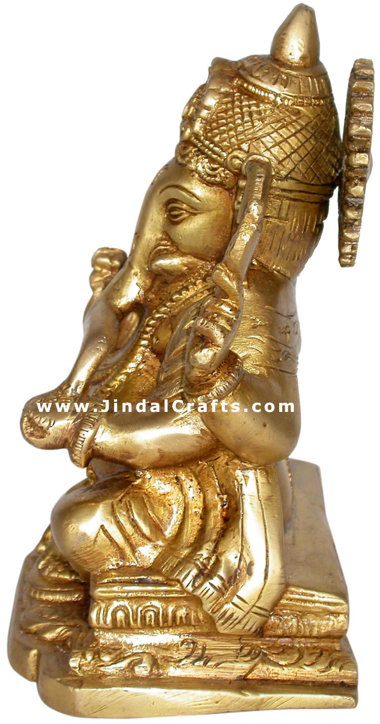 LORD GANESHA - HANDMADE BRASS HINDU GOD STATUE SCULPTURE IDOL GANPATI ELEPHANT